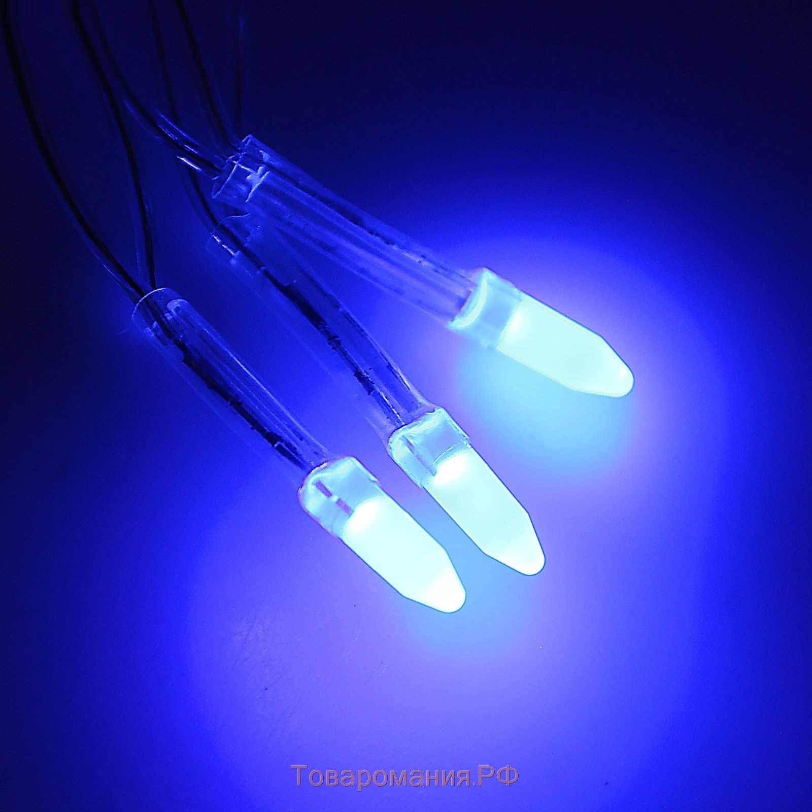 Гирлянда «Нить» 10 м с насадками «Игла», IP20, прозрачная нить, 100 LED, свечение синее, 8 режимов, 220 В