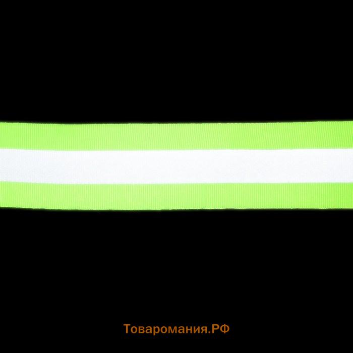 Светоотражающая лента-стропа, 40 мм, 5 ± 1 м, цвет салатовый