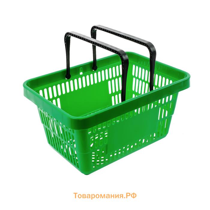 Корзина покупательская пластиковая, 20 л, 2 пластиковые ручки, цвет зелёный