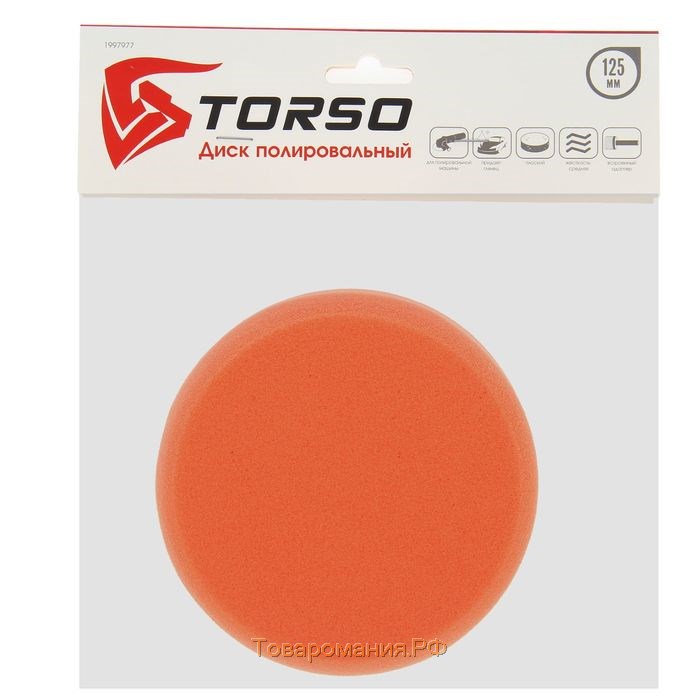 Круг для полировки TORSO, средней жёсткости, пластиковая фиксация, М10, 125 мм, плоский