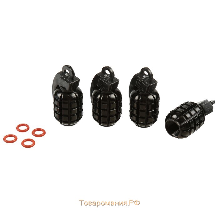 Колпачки на вентиль TORSO граната, чёрные, набор 4 шт.