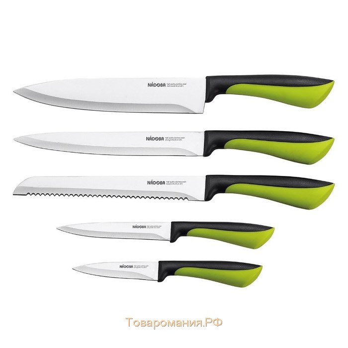 Набор кухонных ножей JANA, 6 предметов: лезвие 9 см, 12 см, 20 см, 20 см, 20 см, с универсальным блоком