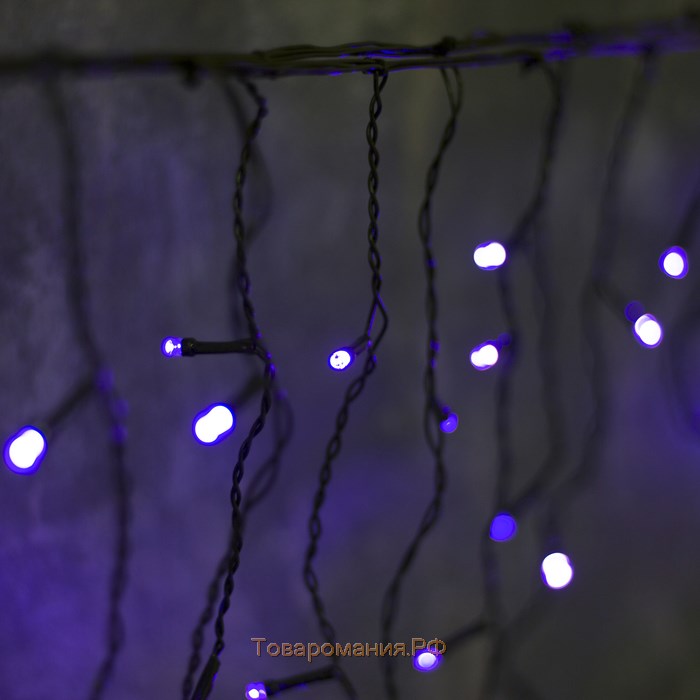 Гирлянда «Бахрома» 1.8 × 0.5 м, IP20, тёмная нить, 48 LED, свечение фиолетовое, 8 режимов, 220 В