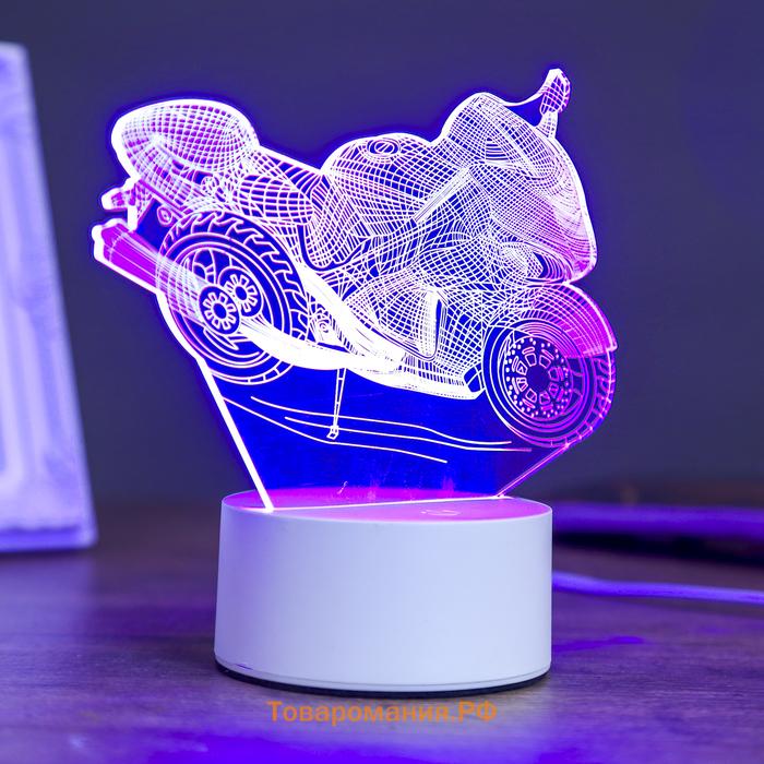 Светильник "Гоночный мотоцикл" LED RGB от сети  9,5х16х14 см RISALUX