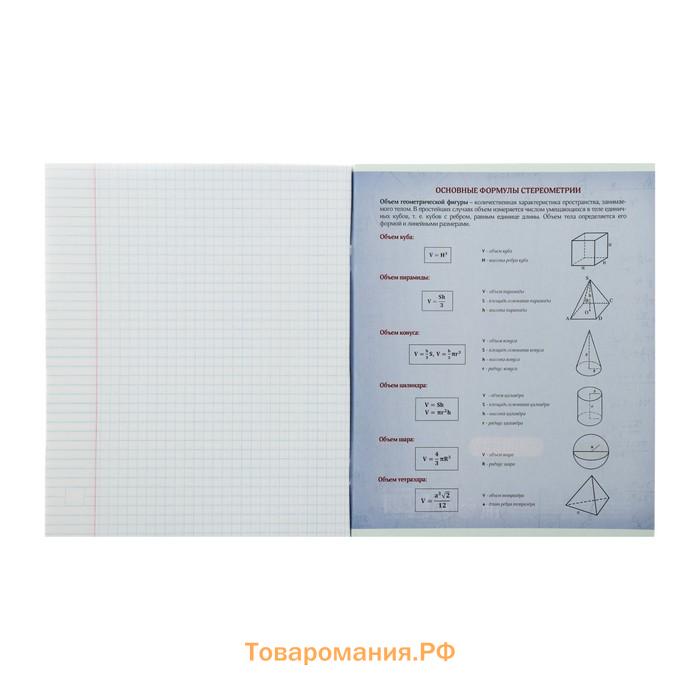 Тетрадь предметная Calligrata "Неон", 48 листов в клетку Геометрия, со справочным материалом, обложка мелованный картон, УФ-лак, блок офсет