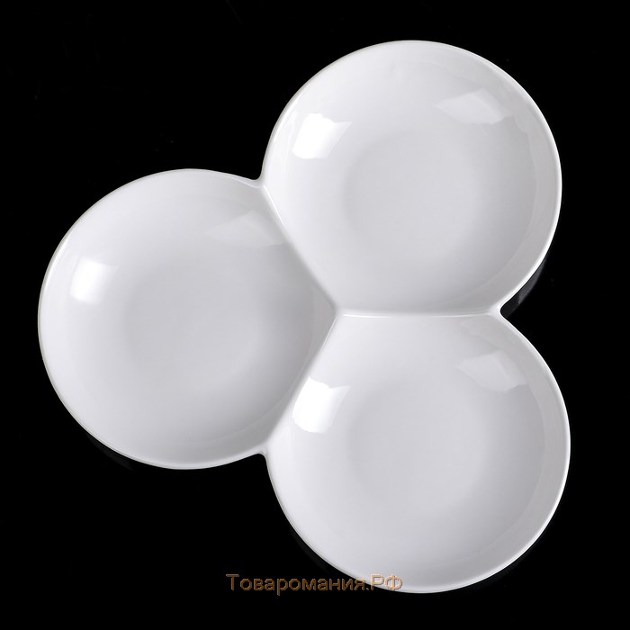 Менажница фарфоровая 3 ячейки Wilmax, d=18 см, цвет белый