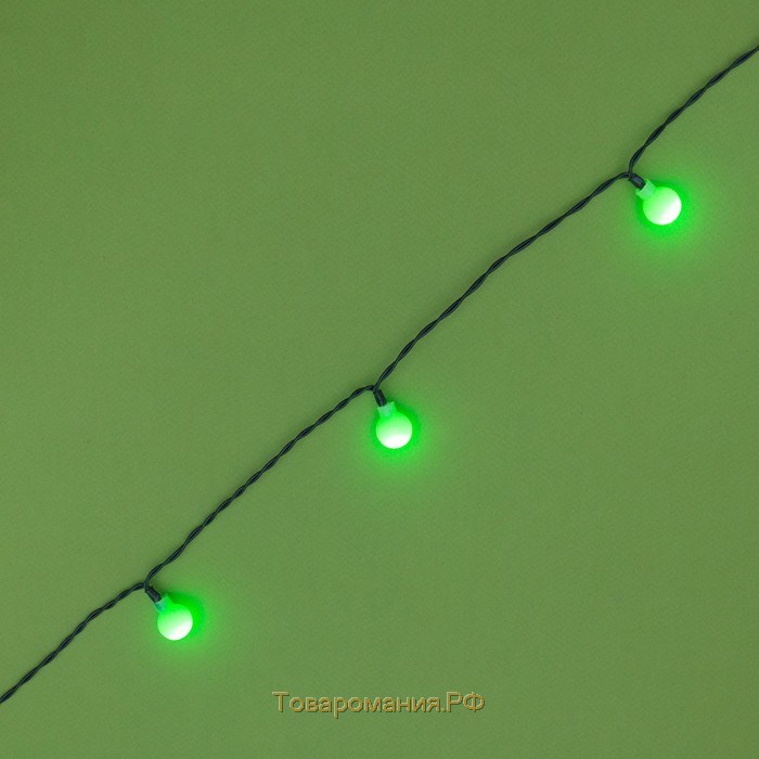 Гирлянда «Нить» 4.5 м с насадками «Шарики», IP44, тёмная нить, 30 LED, свечение зелёное, 2 режима, солнечная батарея