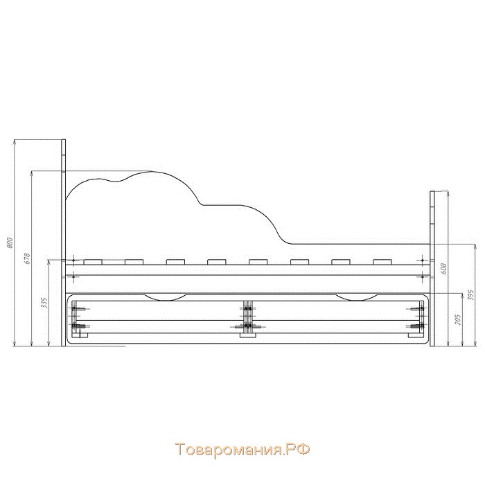 Кровать детская «Облака №2», 700х1400 мм, цвет белый/синий