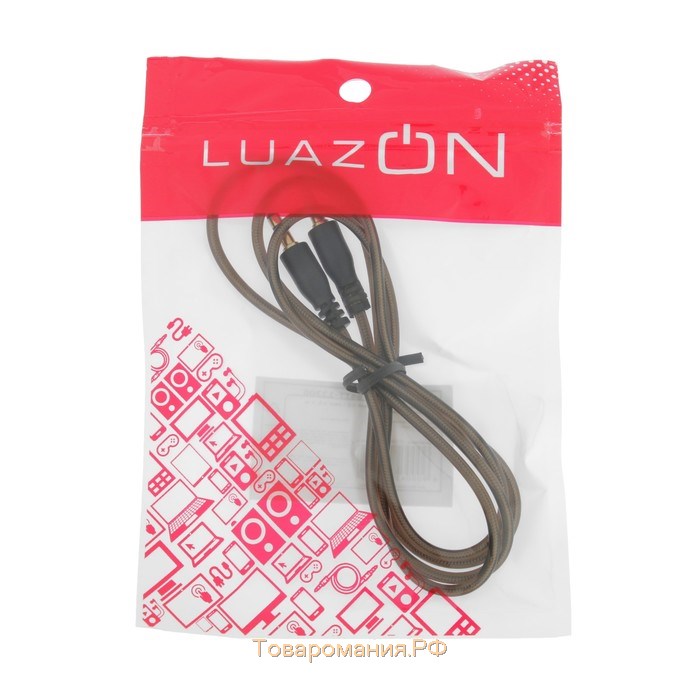 Кабель аудио AUX Luazon, Jack 3.5 мм(m)-Jack 3.5 мм(m), прозрачная оплетка, 1 м, чёрный