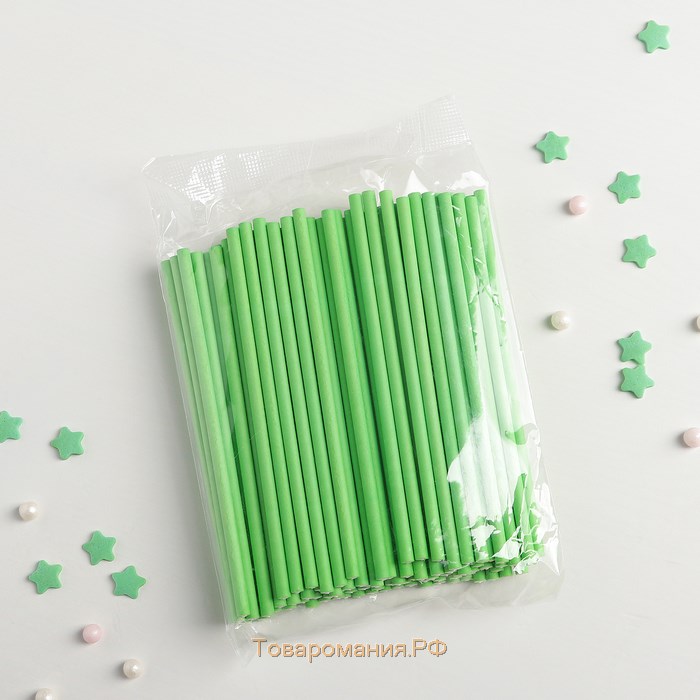 Палочки для кейк-попсов, 10×0,3 см, 100 шт, цвет зелёный