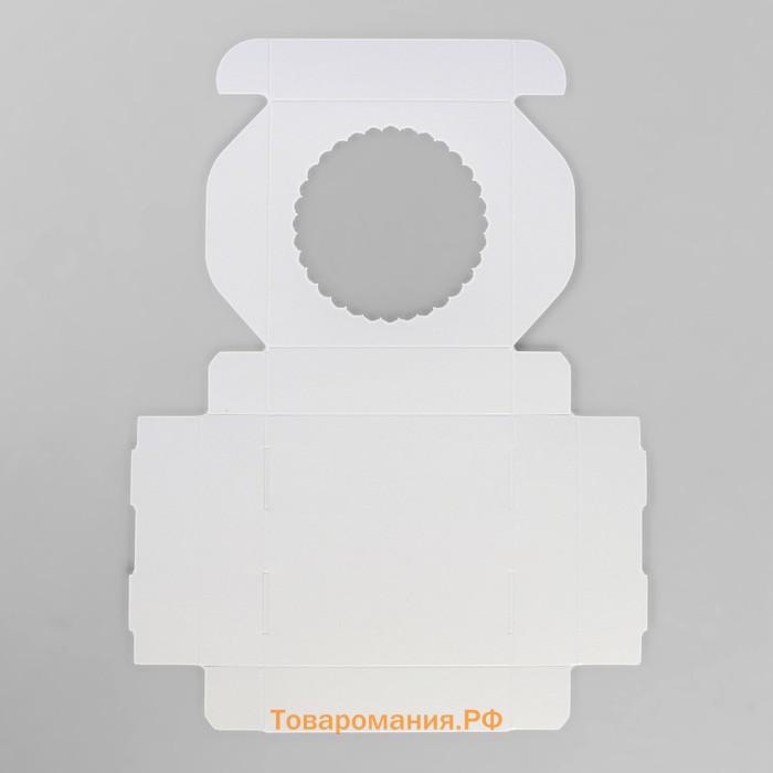 Подарочная коробка сборная с окном, белый, 11.5×11.5×3 см