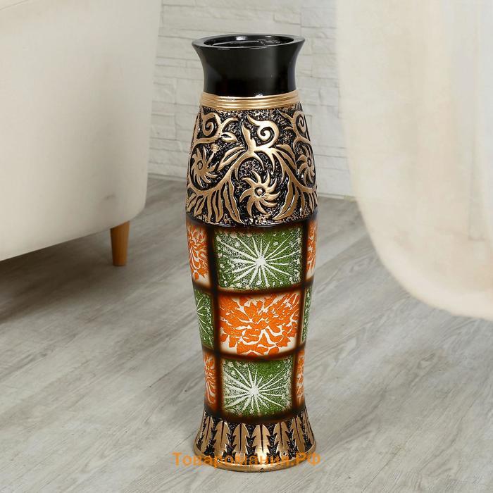Ваза напольная «Цветы солнца», плетёнка, 16×60 см, керамика, МИКС