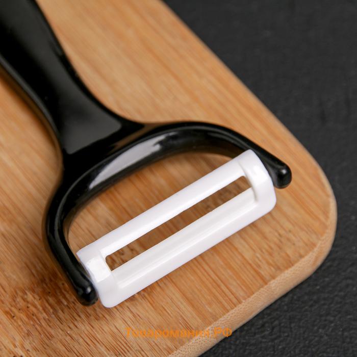 Набор кухонных принадлежностей «Супер-блек», 6 предметов: ножи 19 см, 23 см, 32 см, 32 см, керамическая овощечистка, 32×4 см, цвет чёрный