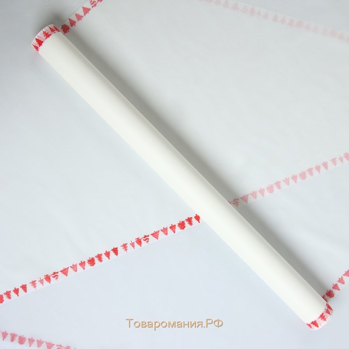 Пленка матовая для цветов "Лесная красавица", белый с красным, 60 см х 5 м