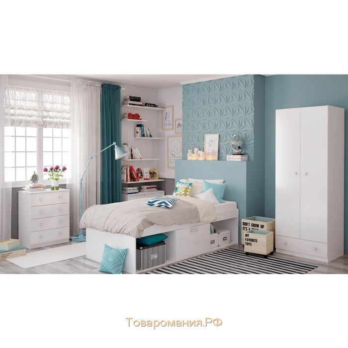 Шкаф двухсекционный Polini kids Simple с 1 ящиком, белый