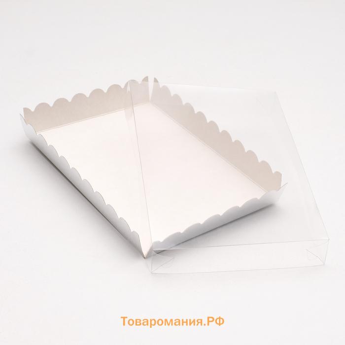 Коробочка для печенья с PVC крышкой, серебряная, 22 х 15 х 3 см