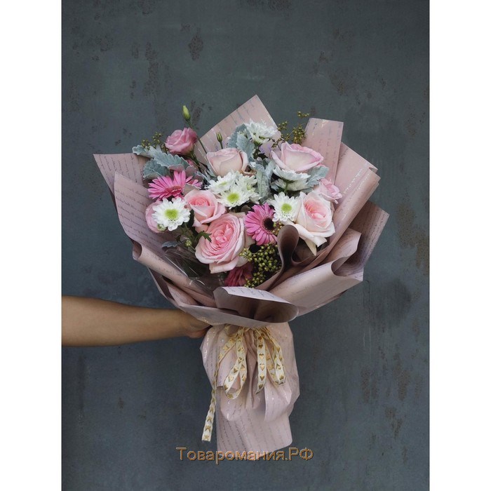 Пленка для цветов "Красота цветов", матовая, ярко-розовый, 57 см х 5 м
