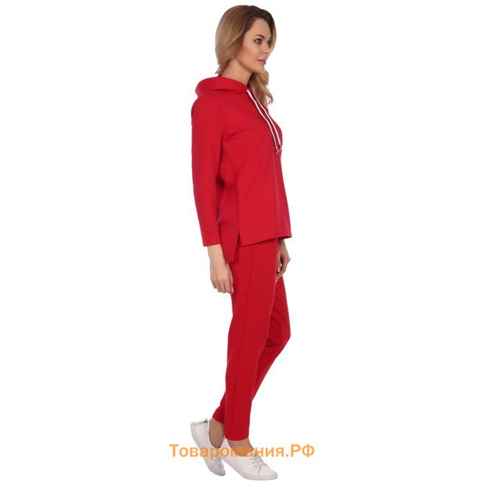 Костюм женский (худи, брюки), цвет красный, размер 44