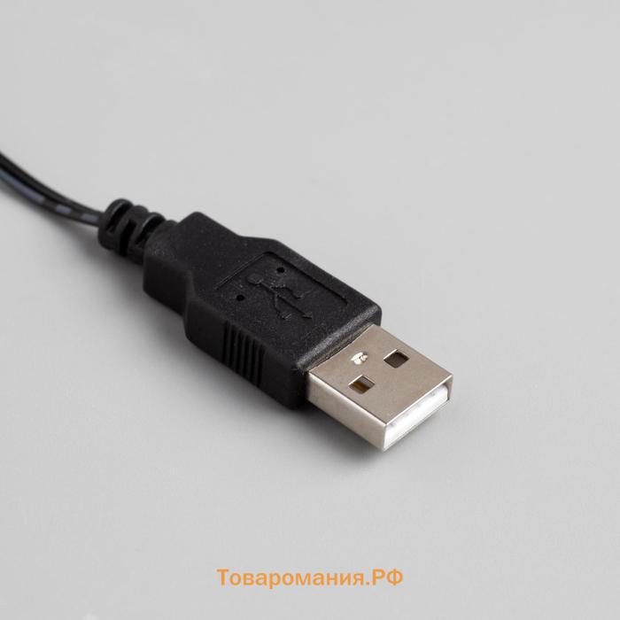 Гирлянда «Нить» 5 м роса, IP20, чёрная нить, 50 LED, свечение тёплое белое, USB