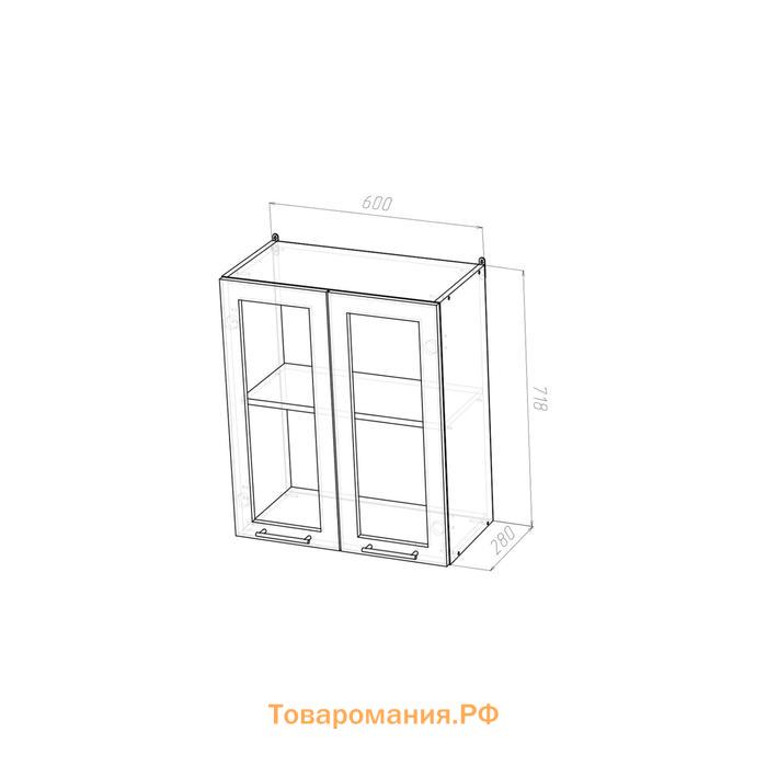 Шкаф навесной Сабрина 600х300х720 2 дверцы со стеклом  венге/дуб сонома