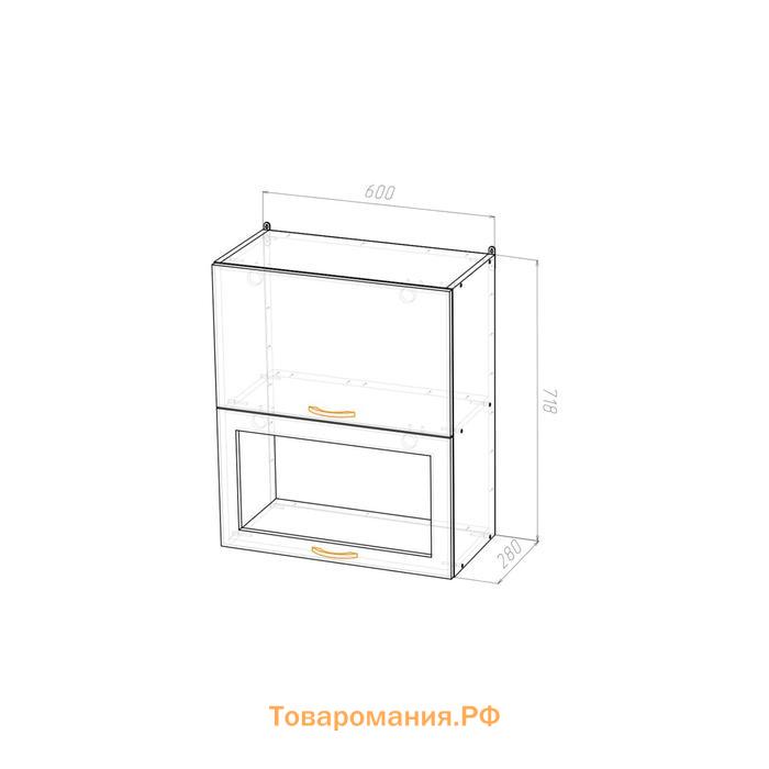 Шкаф навесной Сабрина 600х300х720 с 2 дверцами со стеклом венге/дуб сонома