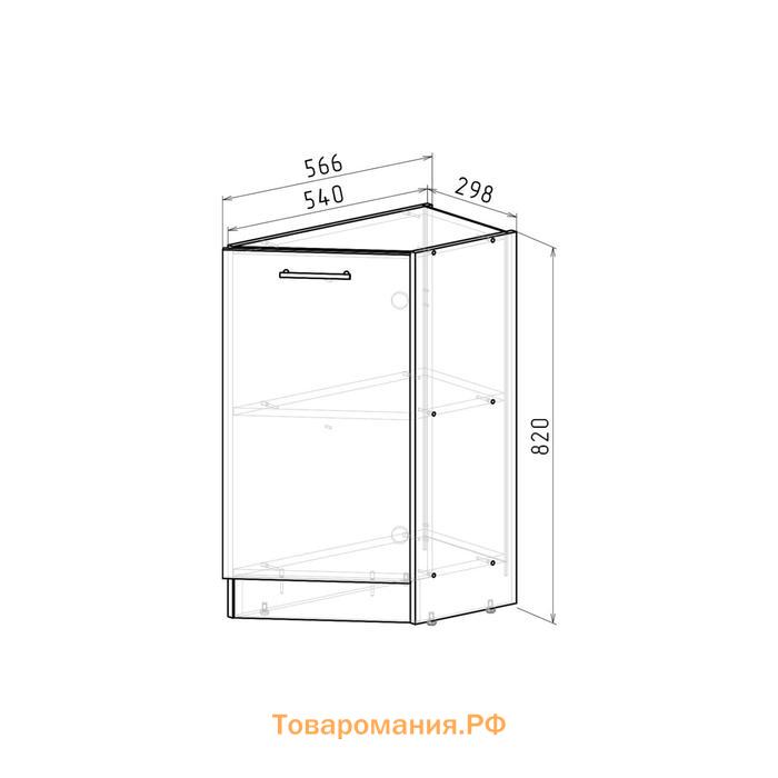 Шкаф напольный Кира 300х600х850 завершающий прав закрытый венге/Квадро шимо темный/малага