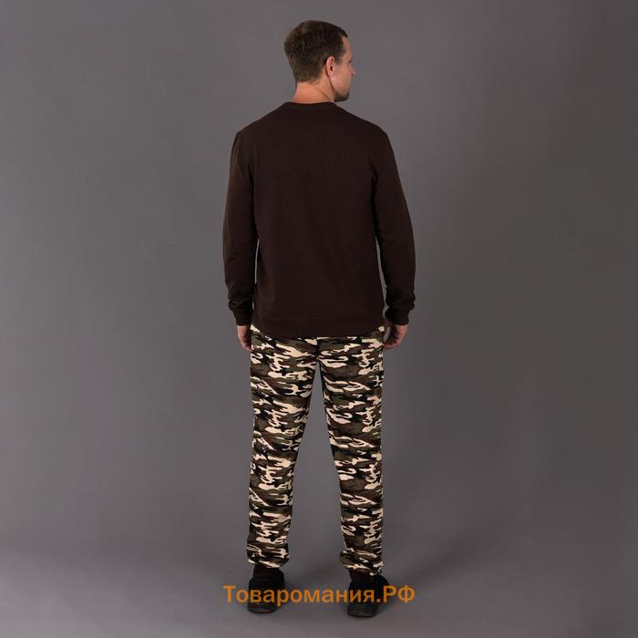 Костюм мужской (свитшот, брюки) цвет коричневый, размер 48