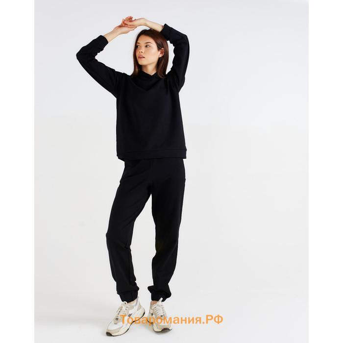 Спортивный костюм женский (худи, брюки) MINAKU: Casual Collection, цвет чёрный, размер 44