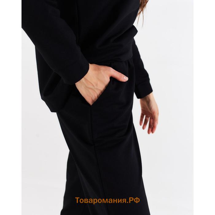 Спортивный костюм женский (худи, брюки) MINAKU: Casual Collection, цвет чёрный, размер 50
