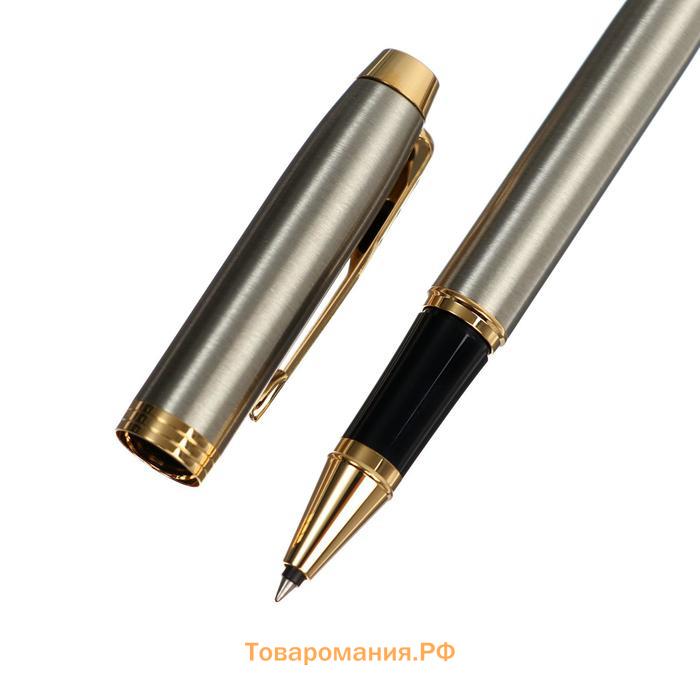 Ручка роллер Parker IM Core Brushed Metal GT T321, серебряный корпус из латуни, матовый лак, чёрные чернила