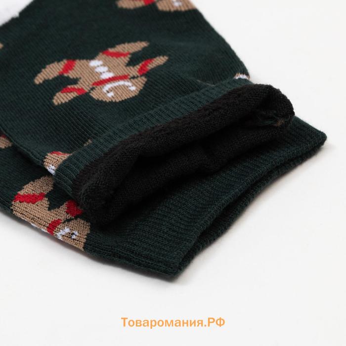 Носки мужские «Печеньки» цвет тёмно-зелёный, размер 29