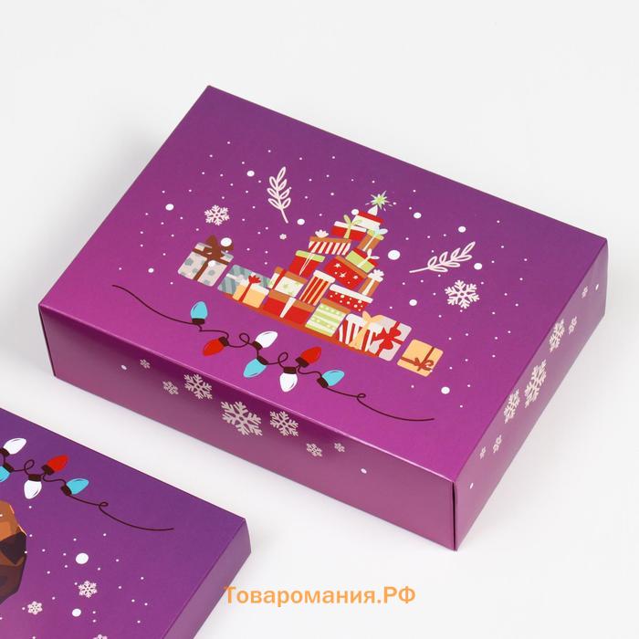 Подарочная коробка сборная «Новогодний волшебник», 21×15×5.7 см