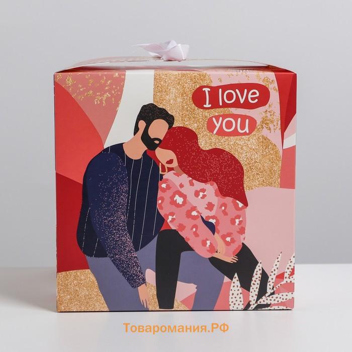 Коробка подарочная складная, упаковка, LOVE, 18 х 18 х 18 см