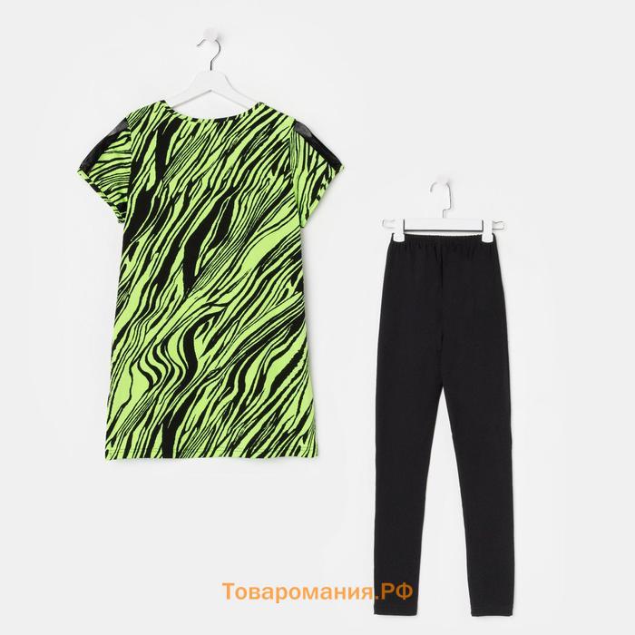 Костюм (комплект) женский (футболка, леггинсы), цвет салатовый, размер 54