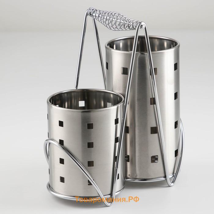 Подставка для столовых приборов Spring, 20×11×23,5 см, цвет серебряный