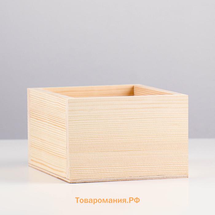 Кашпо деревянное "РозовыйЕдинорог" 14,5×12,5×8,5 см