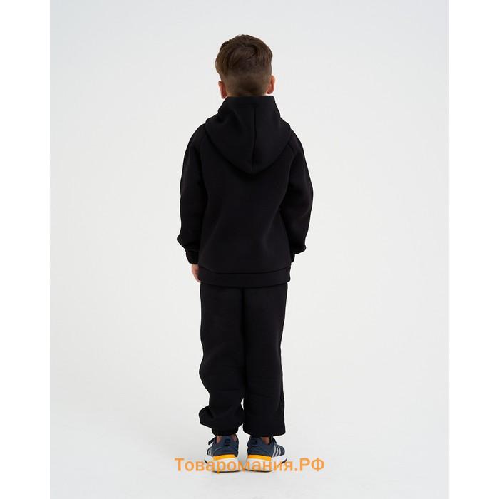 Костюм детский с начёсом (толстовка, брюки) KAFTAN "Basic line" р.36 (134-140), чёрный
