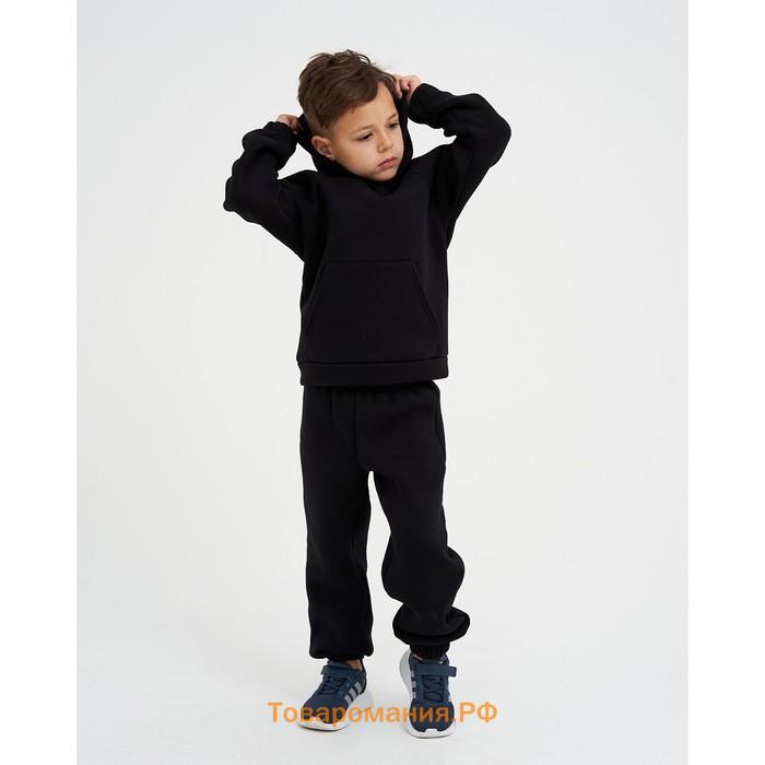 Костюм детский с начёсом (толстовка, брюки) KAFTAN "Basic line" р.36 (134-140), чёрный