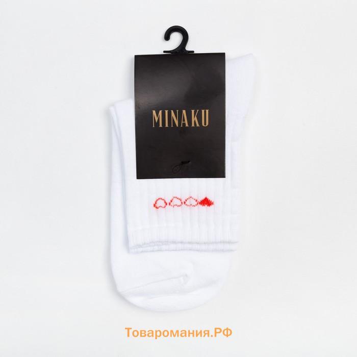 Носки женские MINAKU «Сердечки», цвет белый, размер 36-37 (23 см)