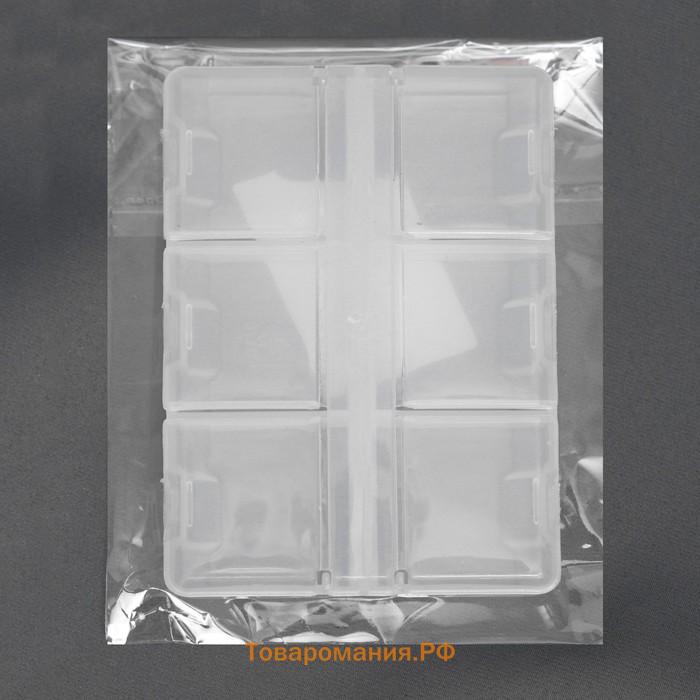Органайзер, 9 × 6 × 1,8 см, 6 отделений, цвет прозрачный