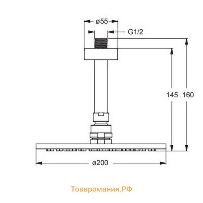 Душевая лейка Vidima SEVA JET M1 BA194AA, в потолок, хром