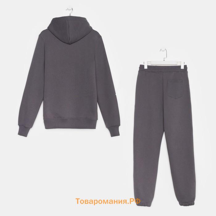Костюм мужской (толстовка и брюки) с НАЧЁСОМ, цвет темно-серый, размер 50 (XL)