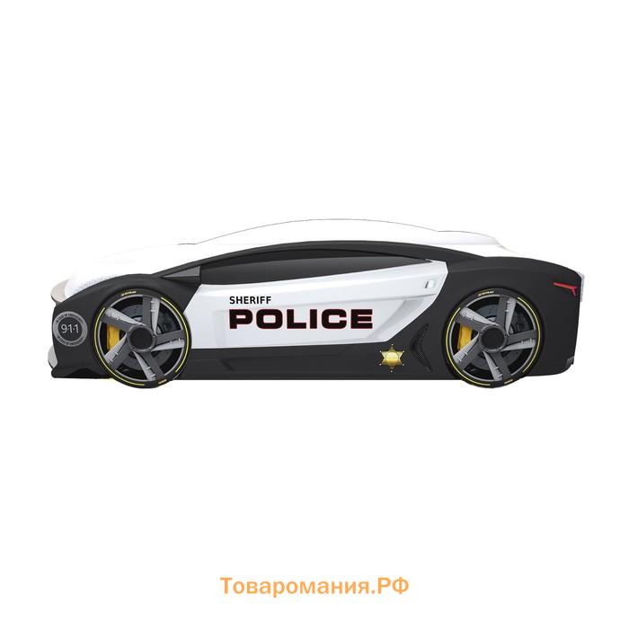 Кровать машинка Police «Манго-Л», цвет чёрный