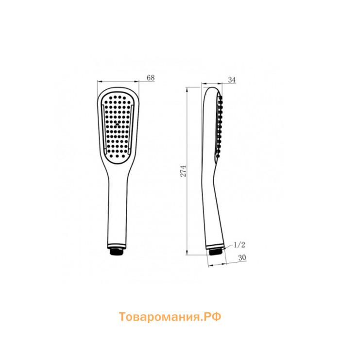 Душевая лейка Lemark LM0411BL, ручная, 68 х 274 мм, 1 функция, черный