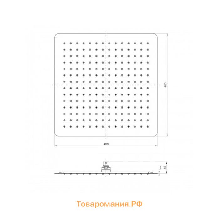 Душевая лейка Lemark LM9489S, верхняя, квадратная, 400 х 400 мм, 1 функция, хром