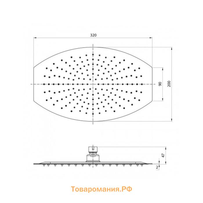 Душевая лейка Lemark LM9485S, верхняя, 320 х 200 мм, 1 функция, хром