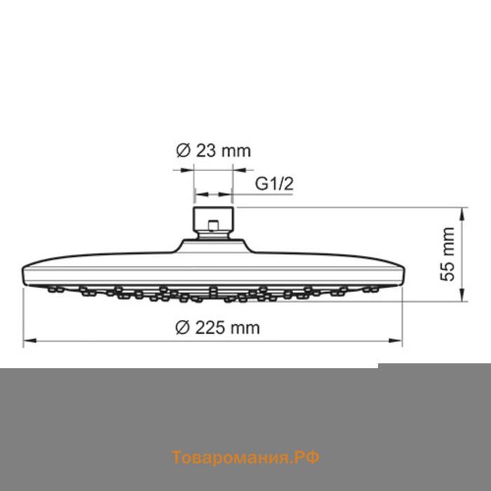 Душевая лейка WasserKRAFT A077 верхняя, 1 функция, 225 мм, черный