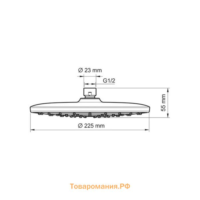 Душевая лейка WasserKRAFT A077 верхняя, 1 функция, 225 мм, черный