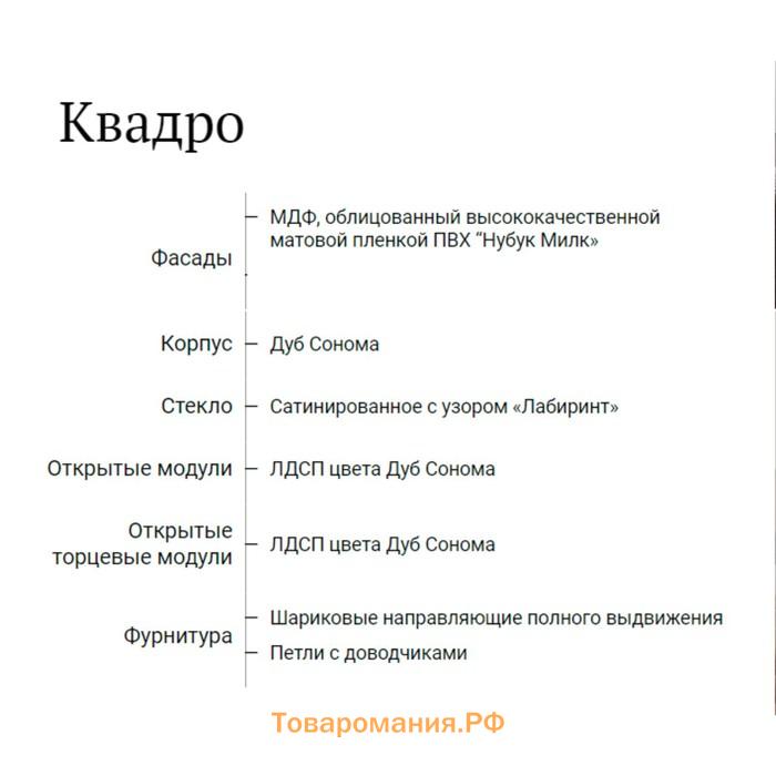 Шкаф навесной Квадро 600х310х720, Дуб сонома/Нубук Милк