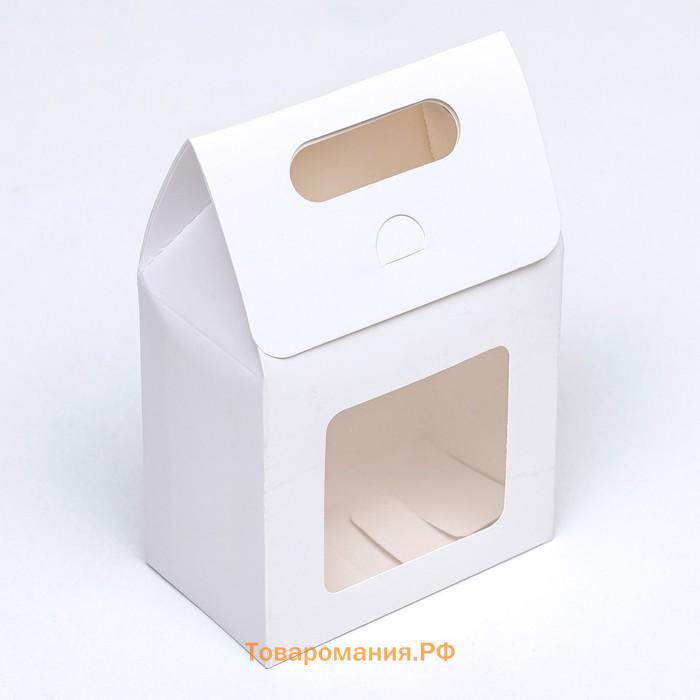 Коробка-пакет с окном, белый, 15×10×6 см